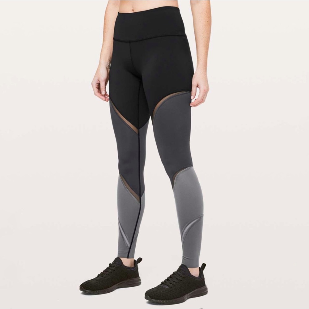 Lululemon Colour Me Ombre Tight black gray panel mesh detail high rise leggings - Picture 6 of 12